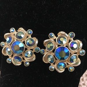 Aurora Borealis Clip On Earrings